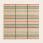 Soft Stripes Pattern in Eucalyptus Green and Blush Pink Wood Wall Art Gallery Image 1