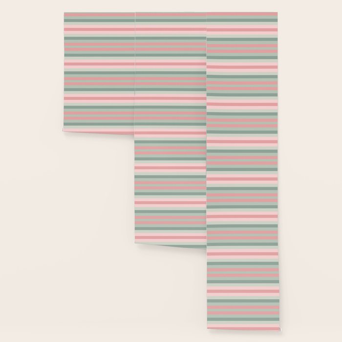 Soft Stripes Pattern in Eucalyptus Green and Blush Pink Wallpaper Gallery Image 3
