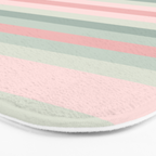 Soft Stripes Pattern in Eucalyptus Green and Blush Pink Bath Mat Gallery Image 3