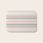 Soft Stripes Pattern in Eucalyptus Green and Blush Pink Bath Mat Gallery Image 1