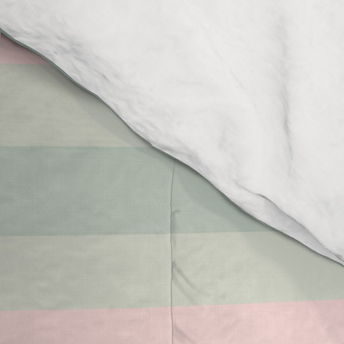 Soft Stripes Pattern in Eucalyptus Green and Blush Pink Comforter Gallery Image 4