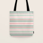 Soft Stripes Pattern in Eucalyptus Green and Blush Pink Tote Bag Gallery Image 1