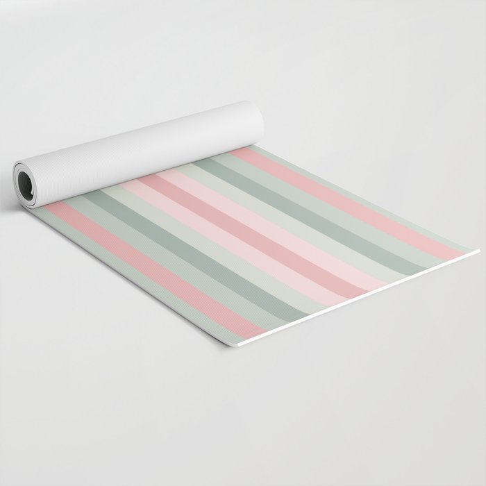 Soft Stripes Pattern in Eucalyptus Green and Blush Pink Yoga Mat Gallery Image 2
