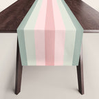 Soft Stripes Pattern in Eucalyptus Green and Blush Pink Table Runner Gallery Image 1
