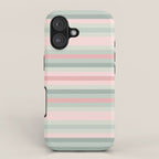 Soft Stripes Pattern in Eucalyptus Green and Blush Pink iPhone Case Gallery Image 1