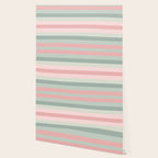 Soft Stripes Pattern in Eucalyptus Green and Blush Pink Wallpaper Gallery Image 2