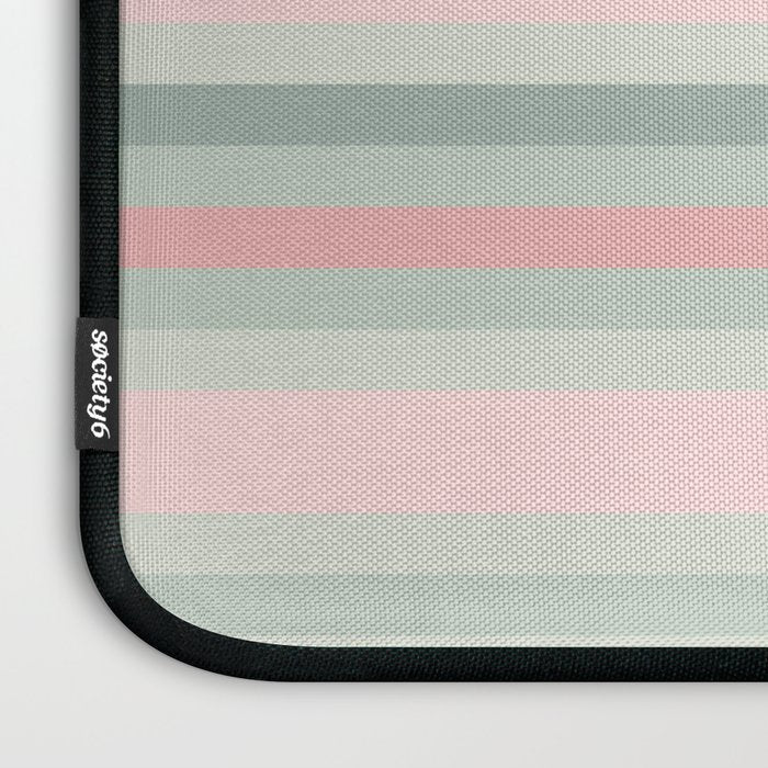 Soft Stripes Pattern in Eucalyptus Green and Blush Pink Laptop Sleeve Gallery Image 3