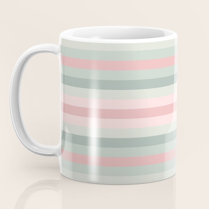 Soft Stripes Pattern in Eucalyptus Green and Blush Pink Coffee Mug Gallery Image 3