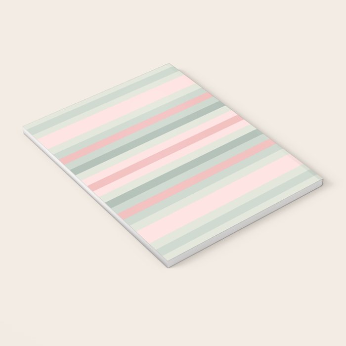 Soft Stripes Pattern in Eucalyptus Green and Blush Pink Notebook Gallery Image 3
