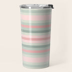 Soft Stripes Pattern in Eucalyptus Green and Blush Pink Travel Mug Gallery Image 2