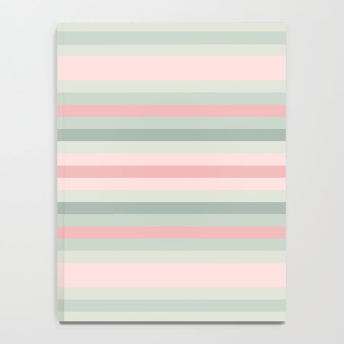 Soft Stripes Pattern in Eucalyptus Green and Blush Pink Notebook Gallery Image 4