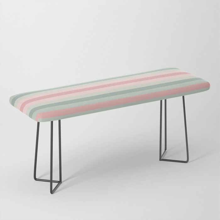 Soft Stripes Pattern in Eucalyptus Green and Blush Pink Bench Gallery Image 1