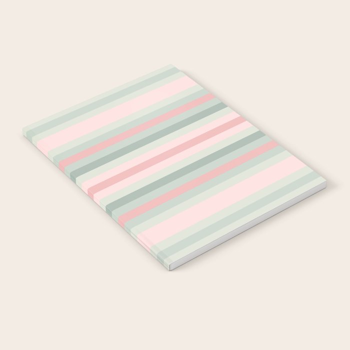 Soft Stripes Pattern in Eucalyptus Green and Blush Pink Notebook Gallery Image 2
