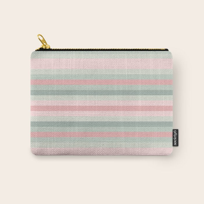 Soft Stripes Pattern in Eucalyptus Green and Blush Pink Carry All Pouch Gallery Image 1