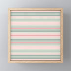Soft Stripes Pattern in Eucalyptus Green and Blush Pink Mini Art Print Gallery Image 1