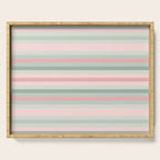 Soft Stripes Pattern in Eucalyptus Green and Blush Pink Serving Tray Gallery Image 1