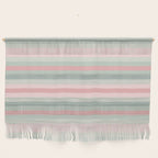 Soft Stripes Pattern in Eucalyptus Green and Blush Pink Wall Hanging Gallery Image 1