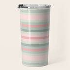 Soft Stripes Pattern in Eucalyptus Green and Blush Pink Travel Mug Gallery Image 3