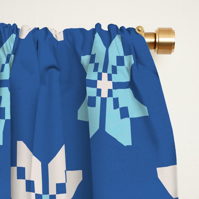 Contrasting Blues: Bethlehem Star Mosaic Window Curtain Gallery Image 2