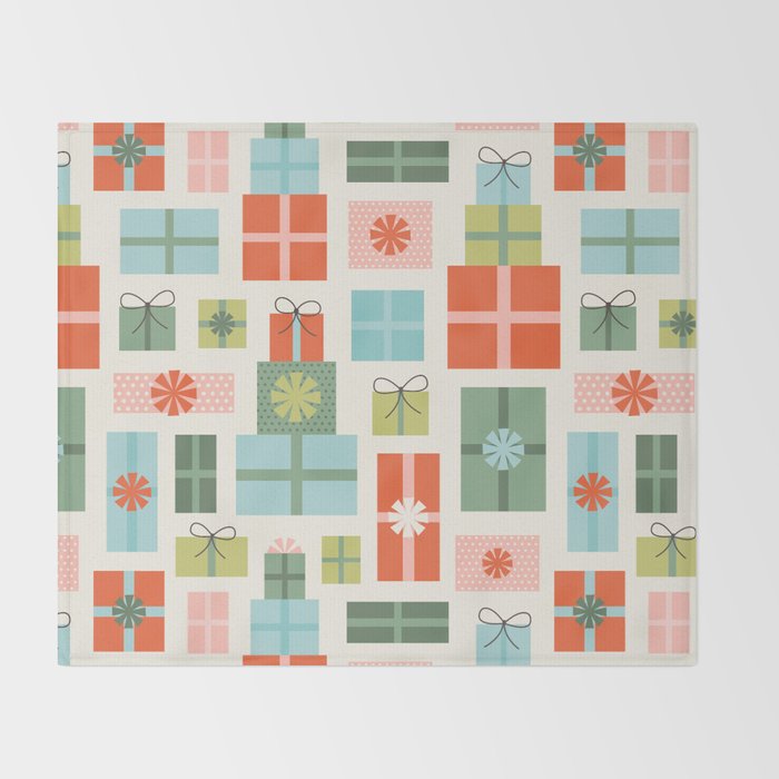 Retro Christmas Presents Throw Blanket Gallery Image 2