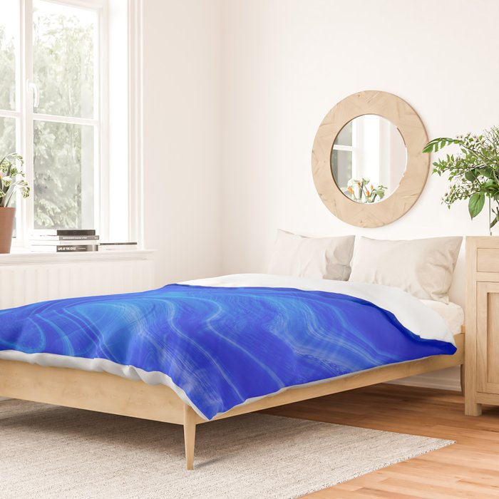 Royal Blue Swirl Marble Duvet Cover Gallery Image 2