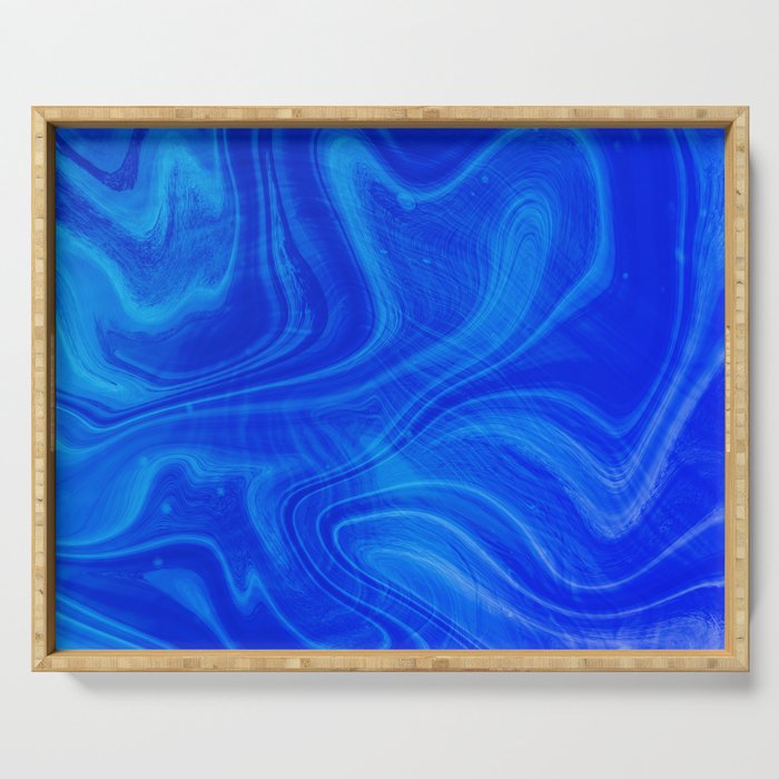Royal Blue Swirl Marble Serving Tray Gallery Image 1