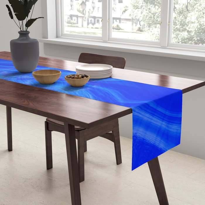Royal Blue Swirl Marble Table Runner Gallery Image 2