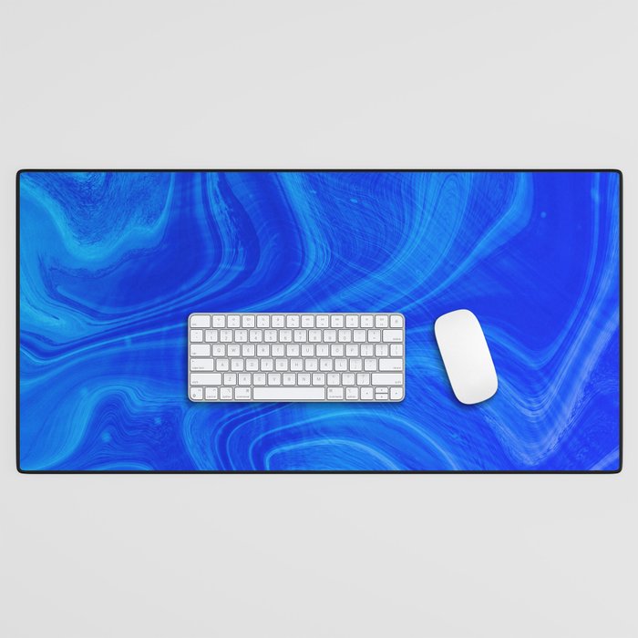 Royal Blue Swirl Marble Desk Mat Gallery Image 1