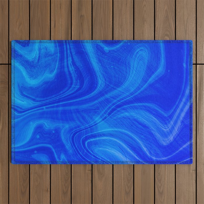 Royal Blue Swirl Marble Outdoor Rug Gallery Image 1