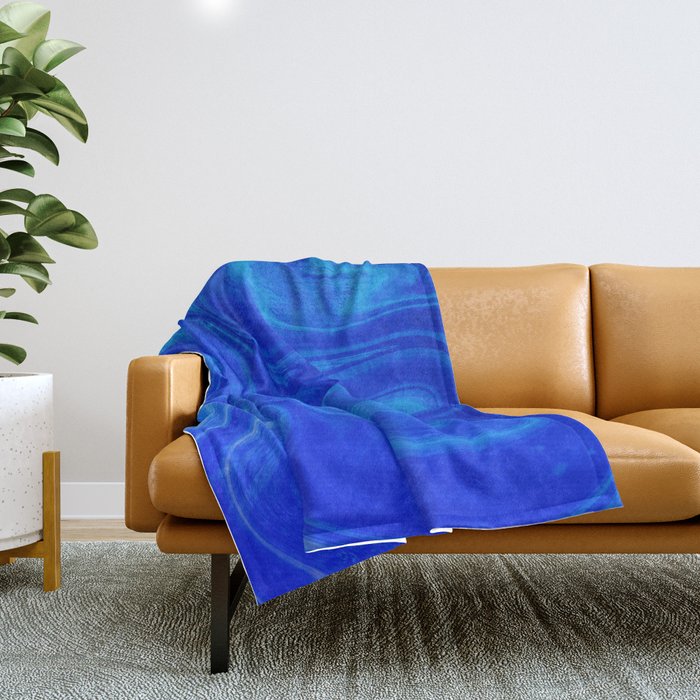 Royal Blue Swirl Marble Throw Blanket Gallery Image 1
