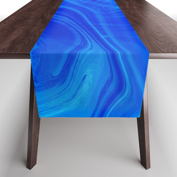 Royal Blue Swirl Marble Table Runner Gallery Image 1