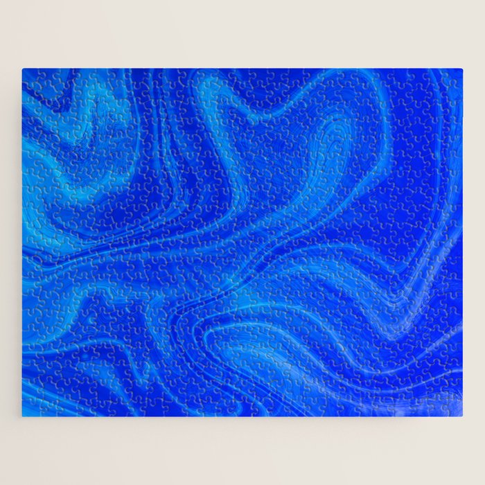 Royal Blue Swirl Marble Jigsaw Puzzle Gallery Image 1