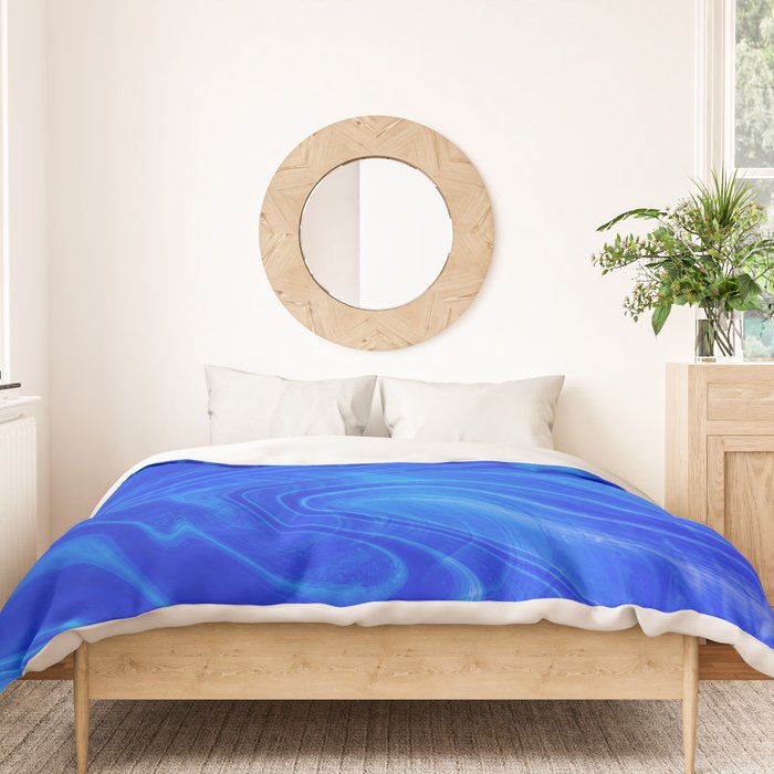 Royal Blue Swirl Marble Duvet Cover Gallery Image 3