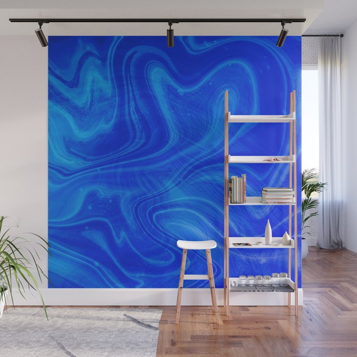 Royal Blue Swirl Marble Wall Mural Gallery Image 1