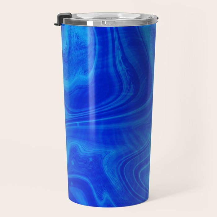 Royal Blue Swirl Marble Travel Mug Gallery Image 3