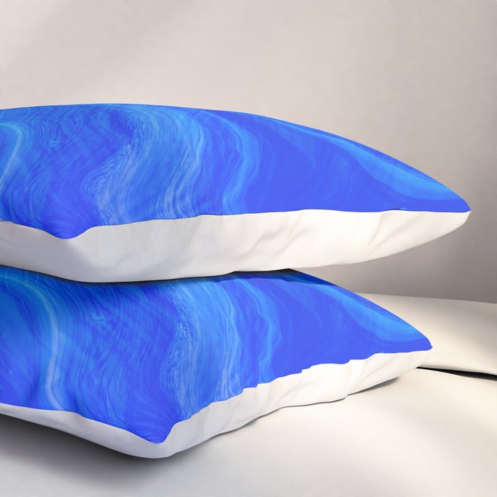 Royal Blue Swirl Marble Pillow Sham Gallery Image 3