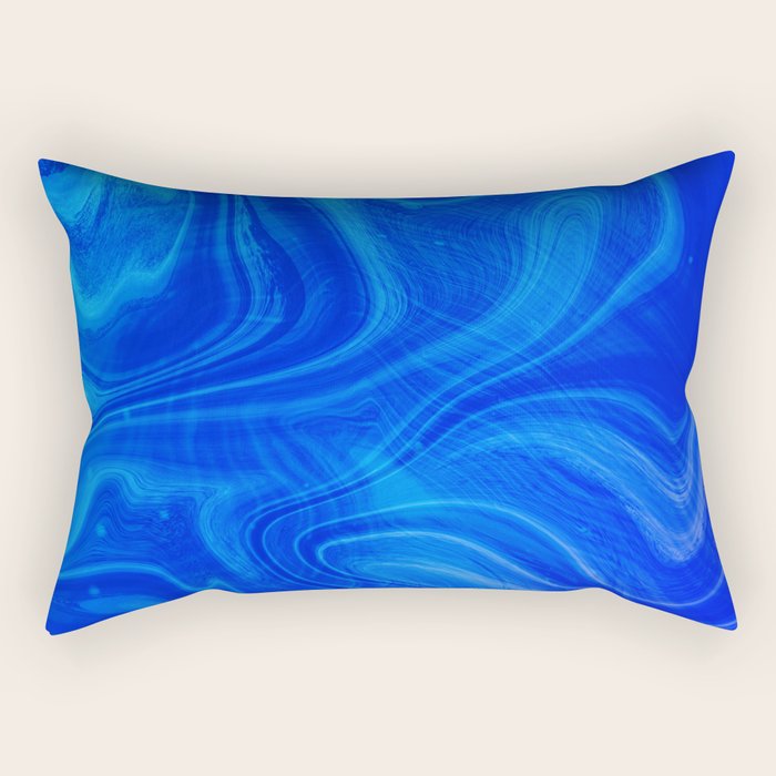 Royal Blue Swirl Marble Rectangular Pillow Gallery Image 2