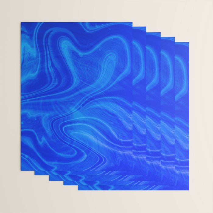 Royal Blue Swirl Marble Wrapping Paper Gallery Image 3