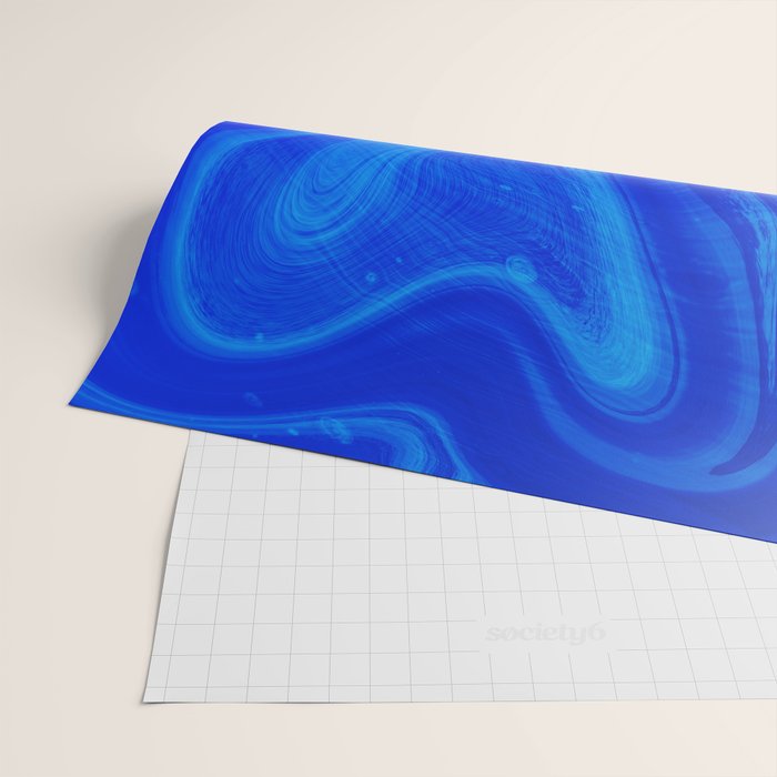 Royal Blue Swirl Marble Wrapping Paper Gallery Image 2