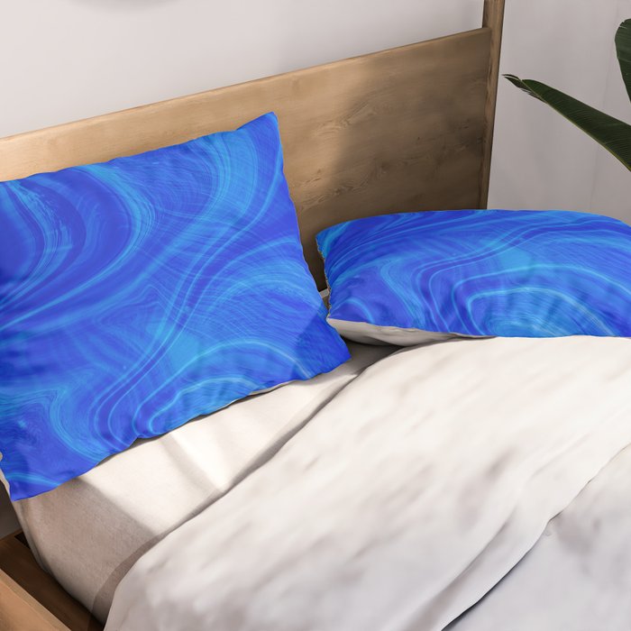 Royal Blue Swirl Marble Pillow Sham Gallery Image 2