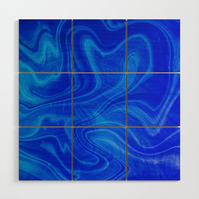 Royal Blue Swirl Marble Wood Wall Art Gallery Image 1
