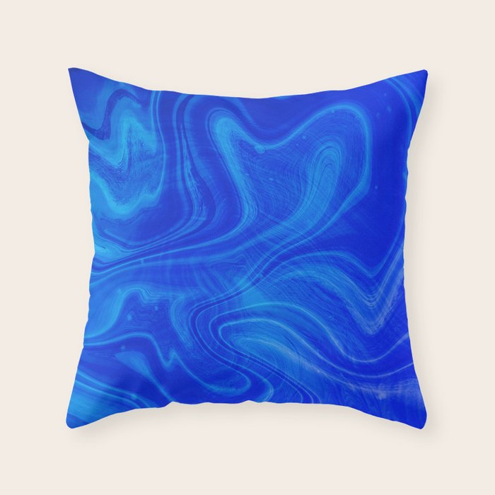Royal Blue Swirl Marble Throw Pillow Gallery Image 1