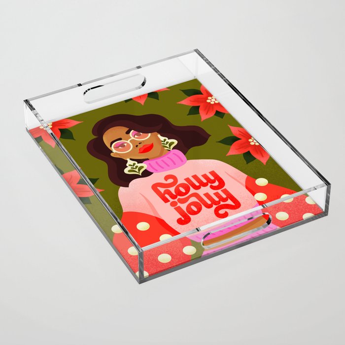 Holly Jolly Holiday Sweater Acrylic Tray Gallery Image 1