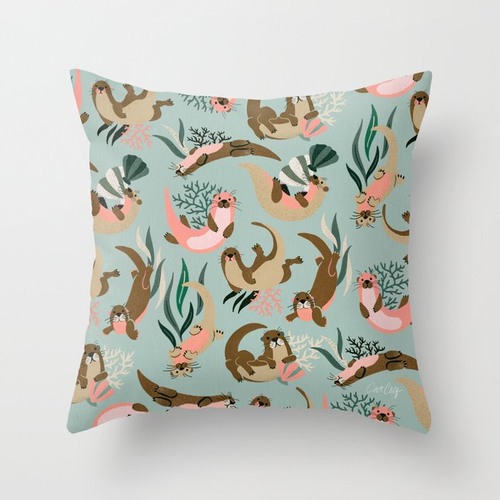 Otter Collection - Mint Palette Throw Pillow Gallery Image 1