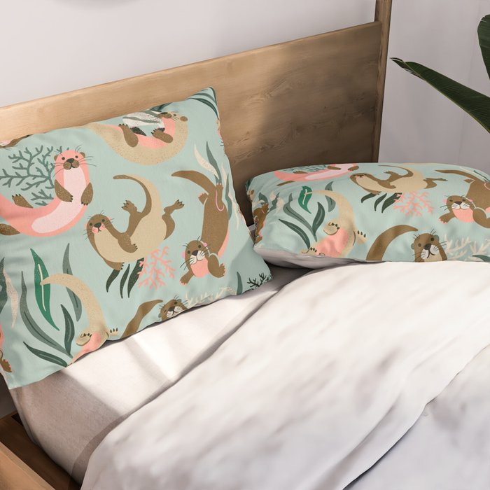 Otter Collection - Mint Palette Pillow Sham Gallery Image 2