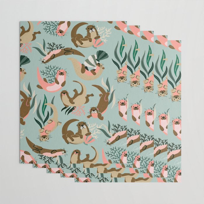 Otter Collection - Mint Palette Wrapping Paper Gallery Image 3