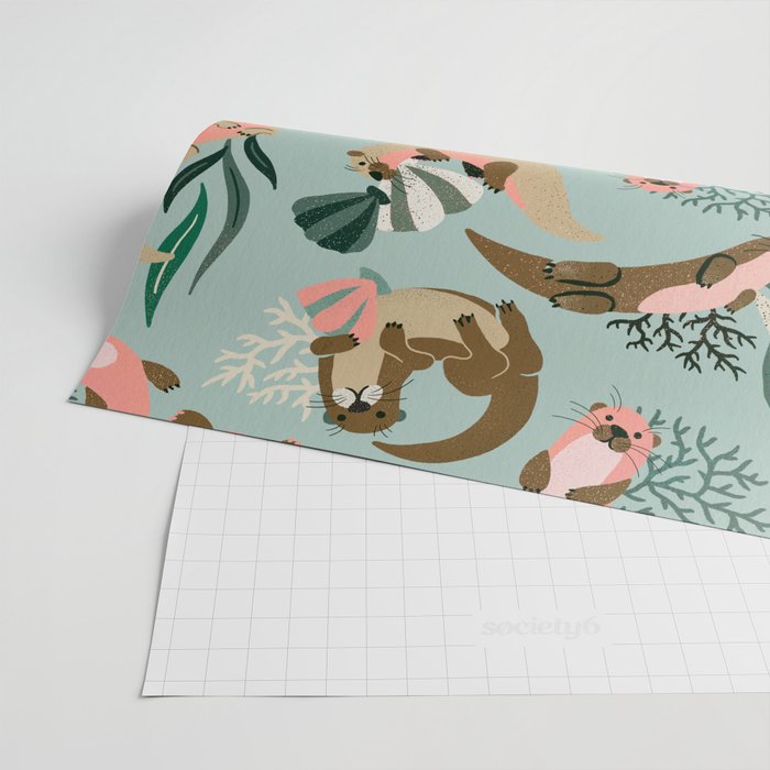 Otter Collection - Mint Palette Wrapping Paper Gallery Image 2