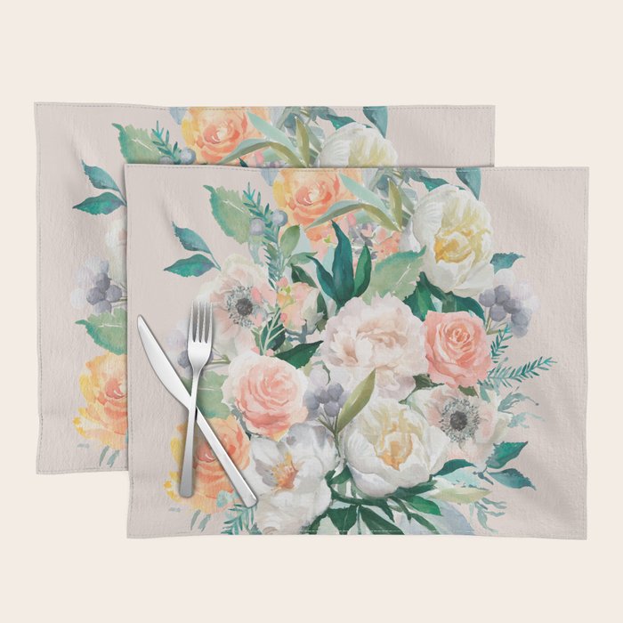Pastel flower bouquet with roses Placemat Gallery Image 1
