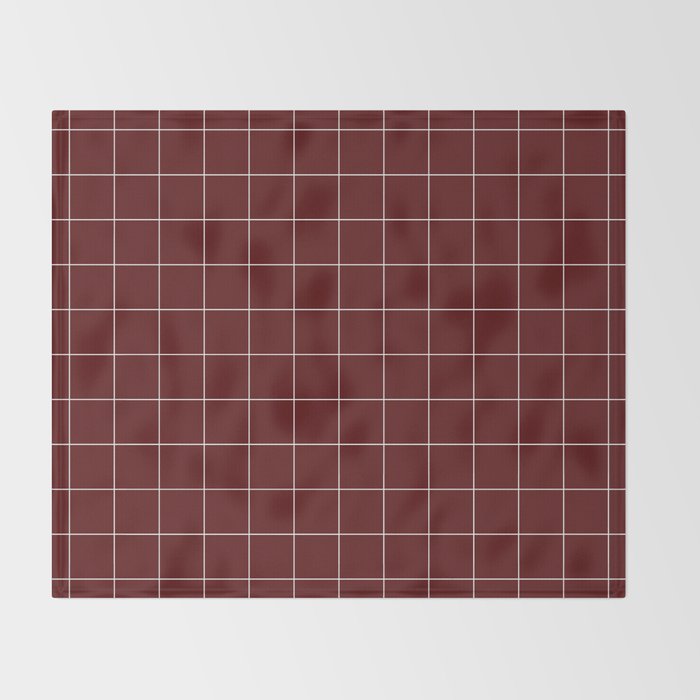 Windowpane Check Grid (white/maroon) Throw Blanket Gallery Image 2