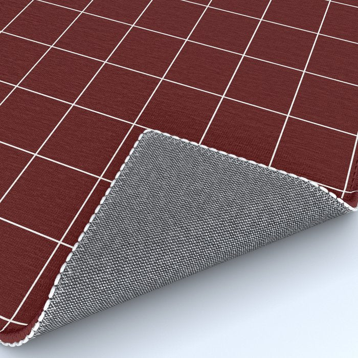 Windowpane Check Grid (white/maroon) Rug Gallery Image 4